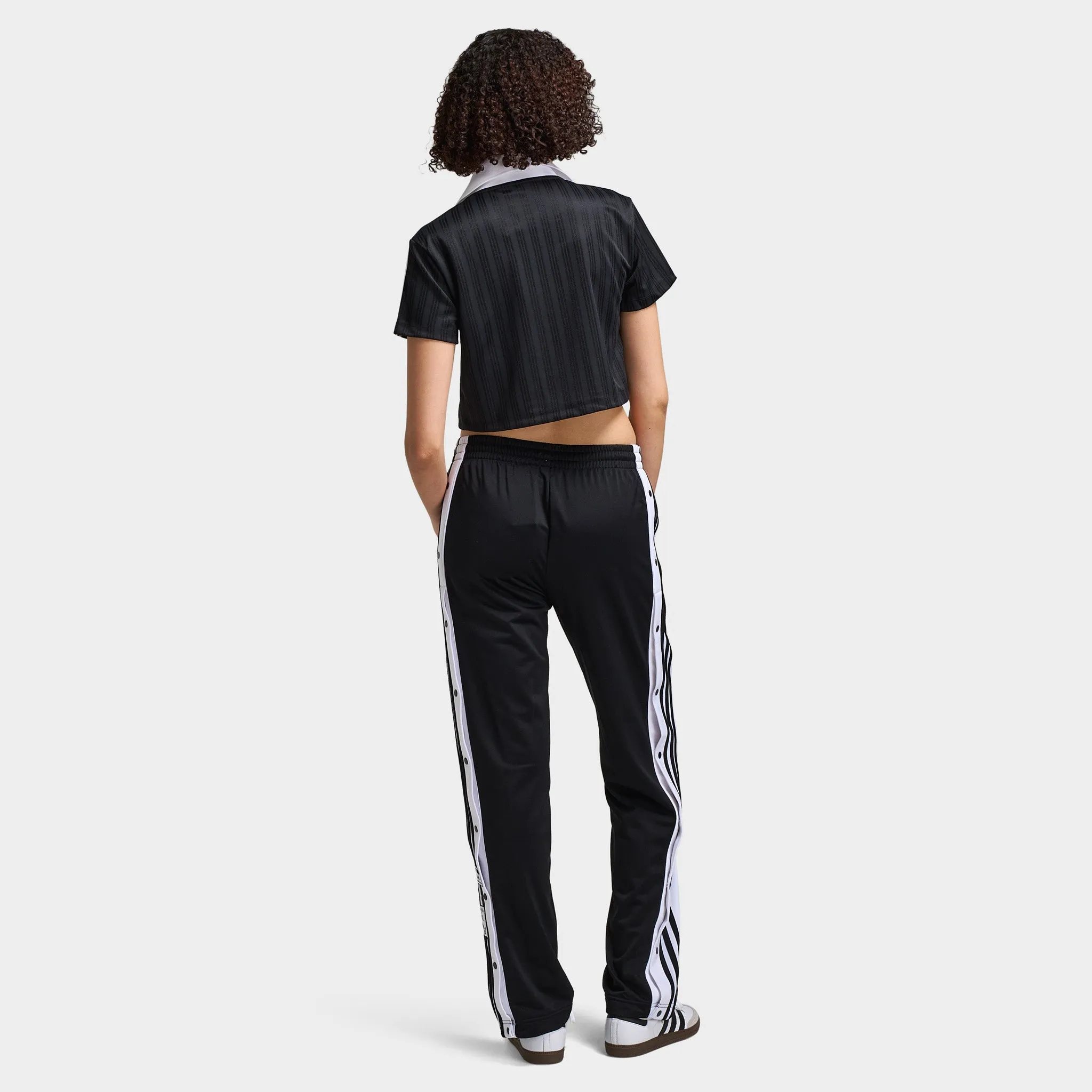 adidas Women's Football Jacquard V-Neck Crop Polo / Black