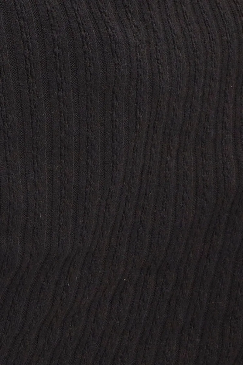 Black Crop Cardigan Long Sleeve Jersey Rib