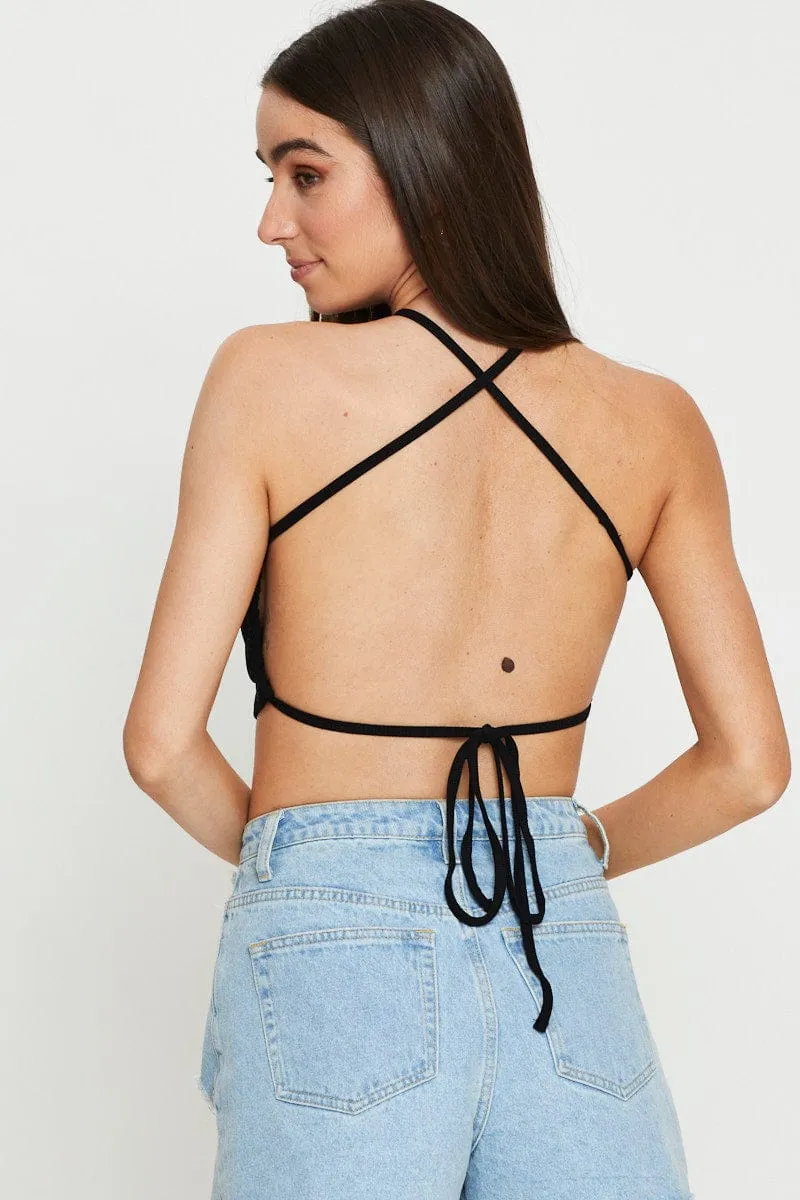 Black Halter Top Ribbed