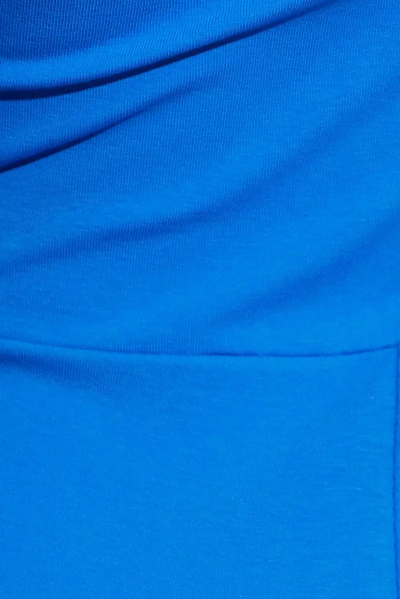 Blue Romper Scoop Neck Cap Sleeve Cotton Unitard