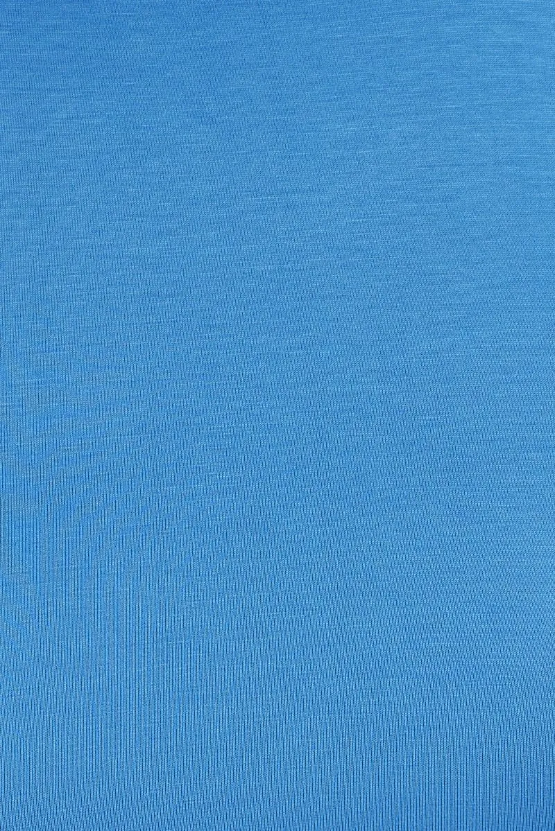 Blue Top Long Sleeve Mock Neck Cold Shoulder Jersey