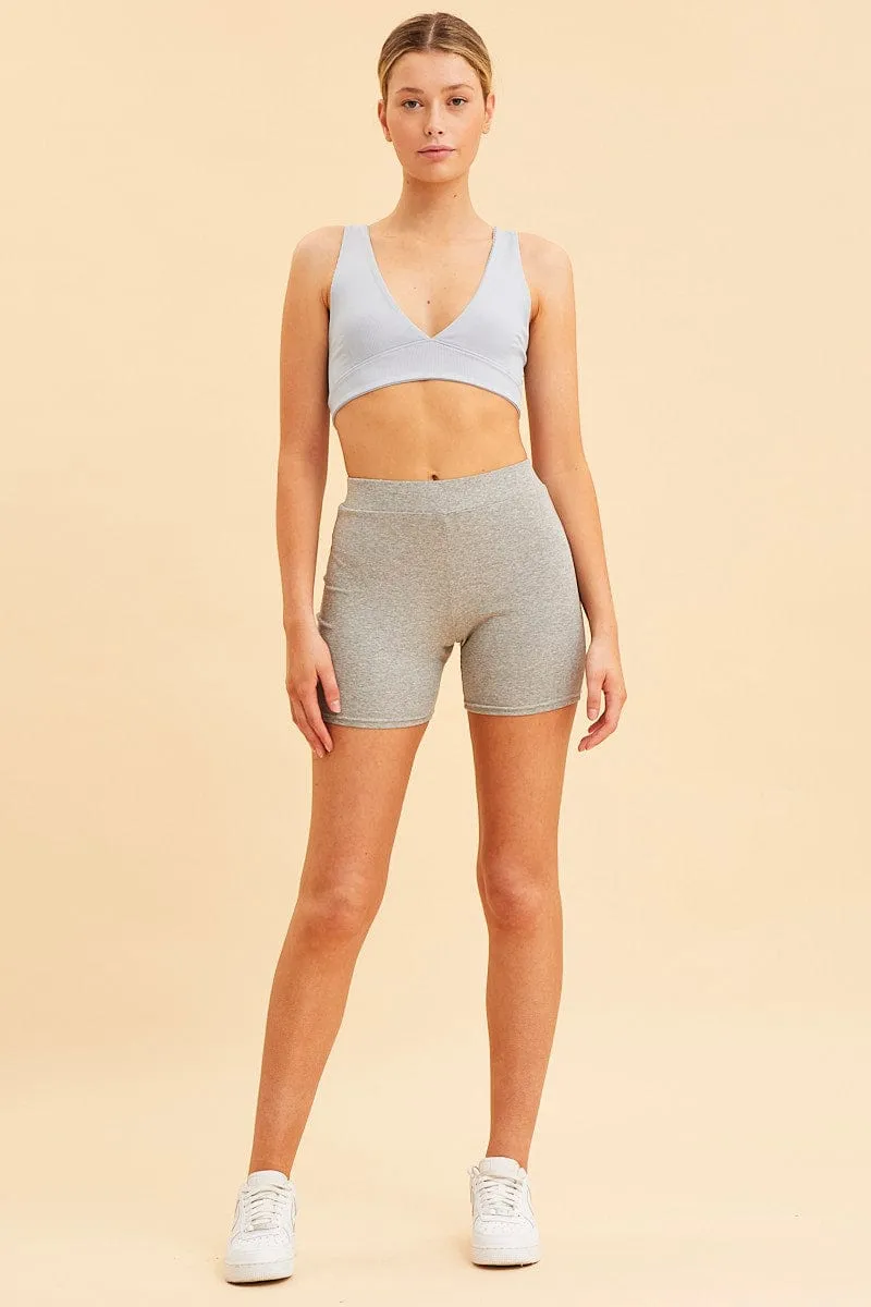 Blue V Neck Bralette Cotton Stretch