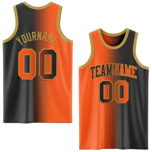 Custom Black Orange-Old Gold Authentic Gradient Fashion Basketball Jersey