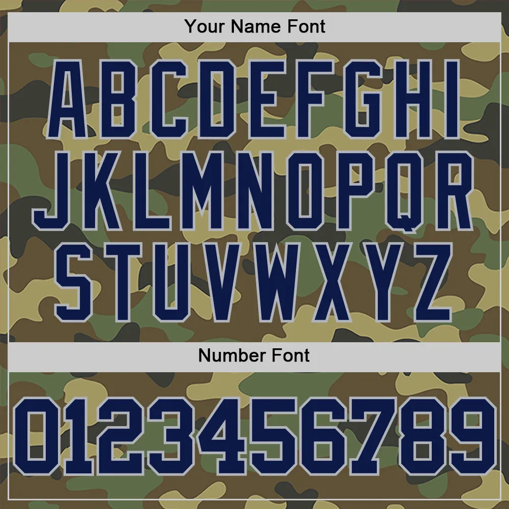Custom Camo Navy-Gray Authentic Salute To Service Basketball Jersey