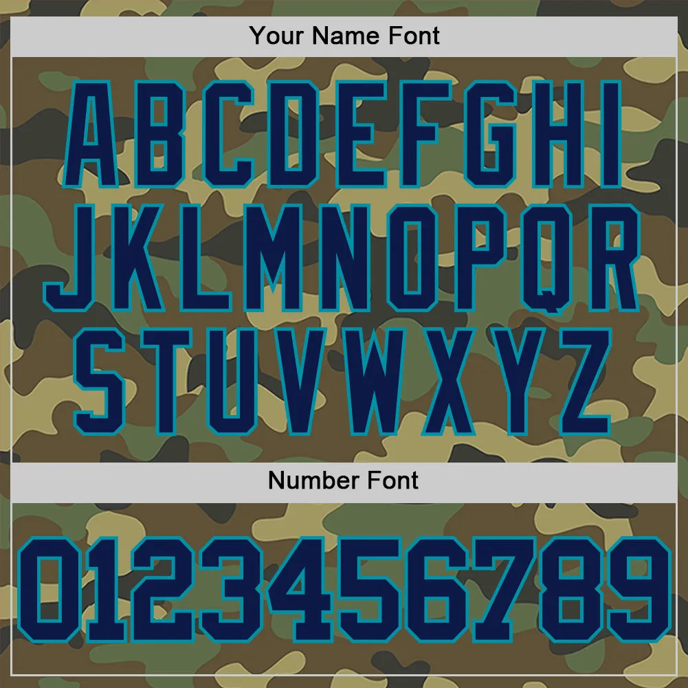 Custom Camo Navy-Teal Authentic Salute To Service Basketball Jersey