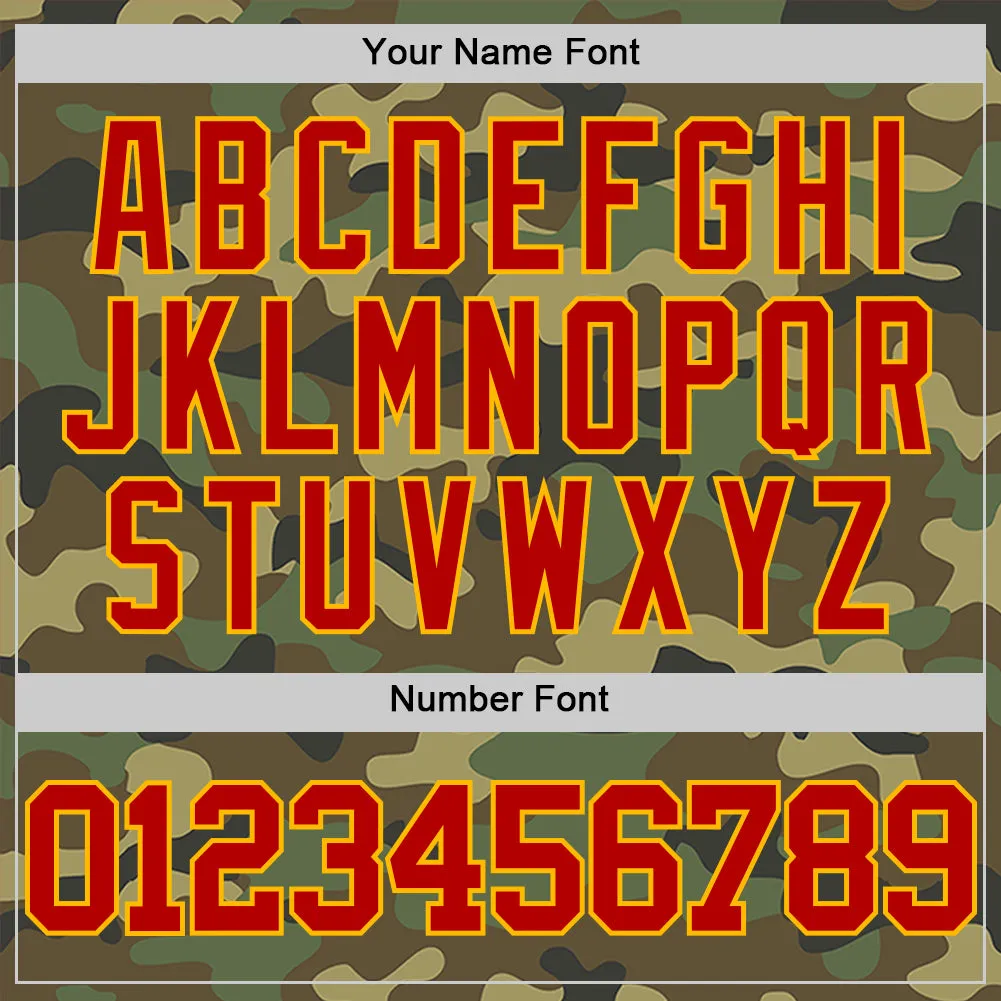 Custom Camo Red-Gold Authentic Salute To Service Basketball Jersey