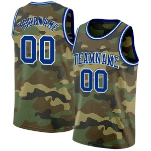 Custom Camo Royal-White Authentic Salute To Service Basketball Jersey
