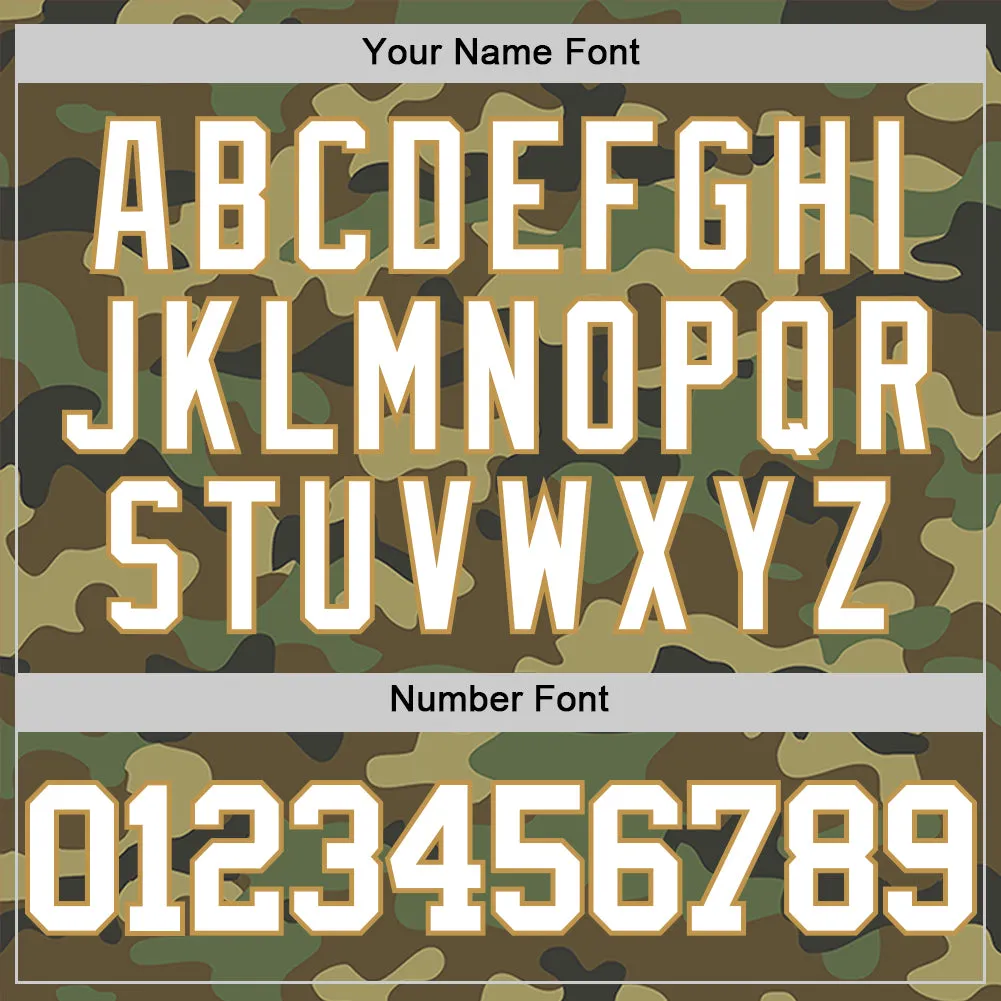 Custom Camo White-Old Gold Authentic Salute To Service Basketball Jersey