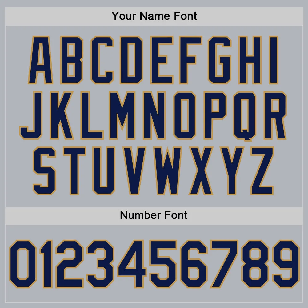Custom Gray Navy-Old Gold Authentic Throwback Basketball Jersey