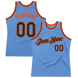 Custom Light Blue Black-Orange Authentic Throwback Basketball Jersey