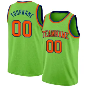 Custom Neon Green Orange-Royal Authentic Basketball Jersey