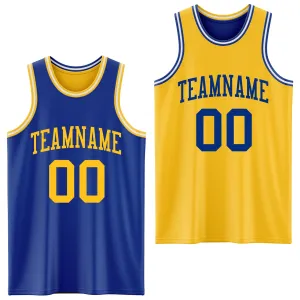 Custom Royal Gold-White Reversible Double Side Basketball Jersey
