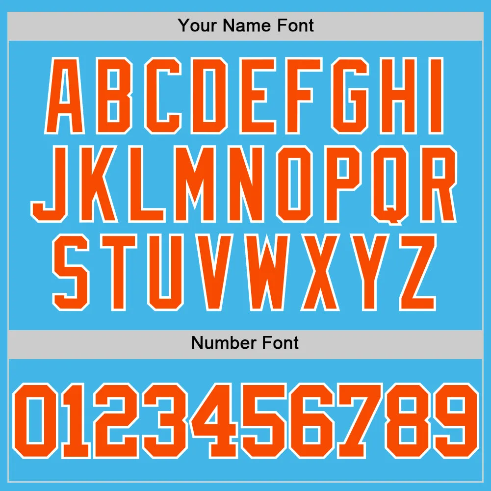 Custom Sky Blue Orange-White Authentic Basketball Jersey