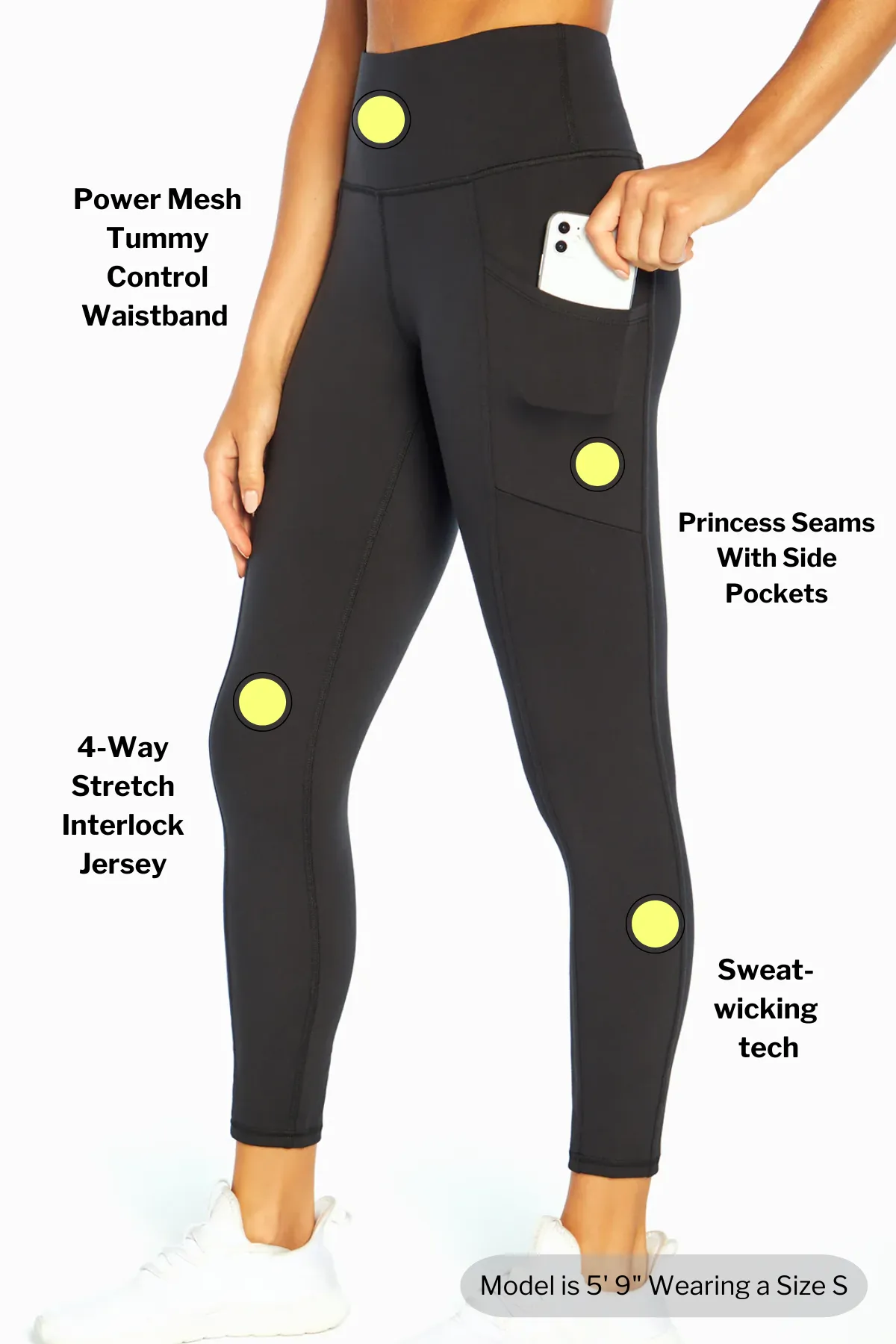 Eclipse Side Pocket Tummy Control Ankle Legging