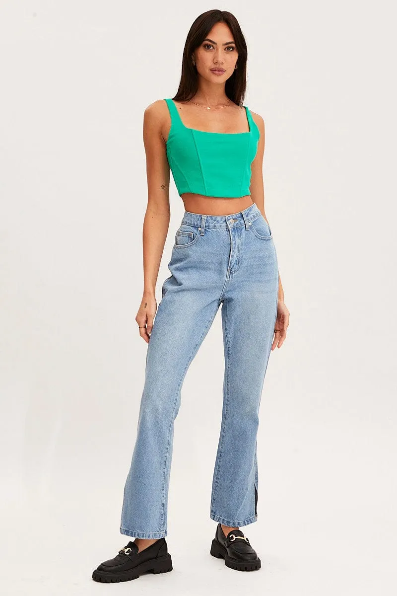 Green Bustier Crop Top
