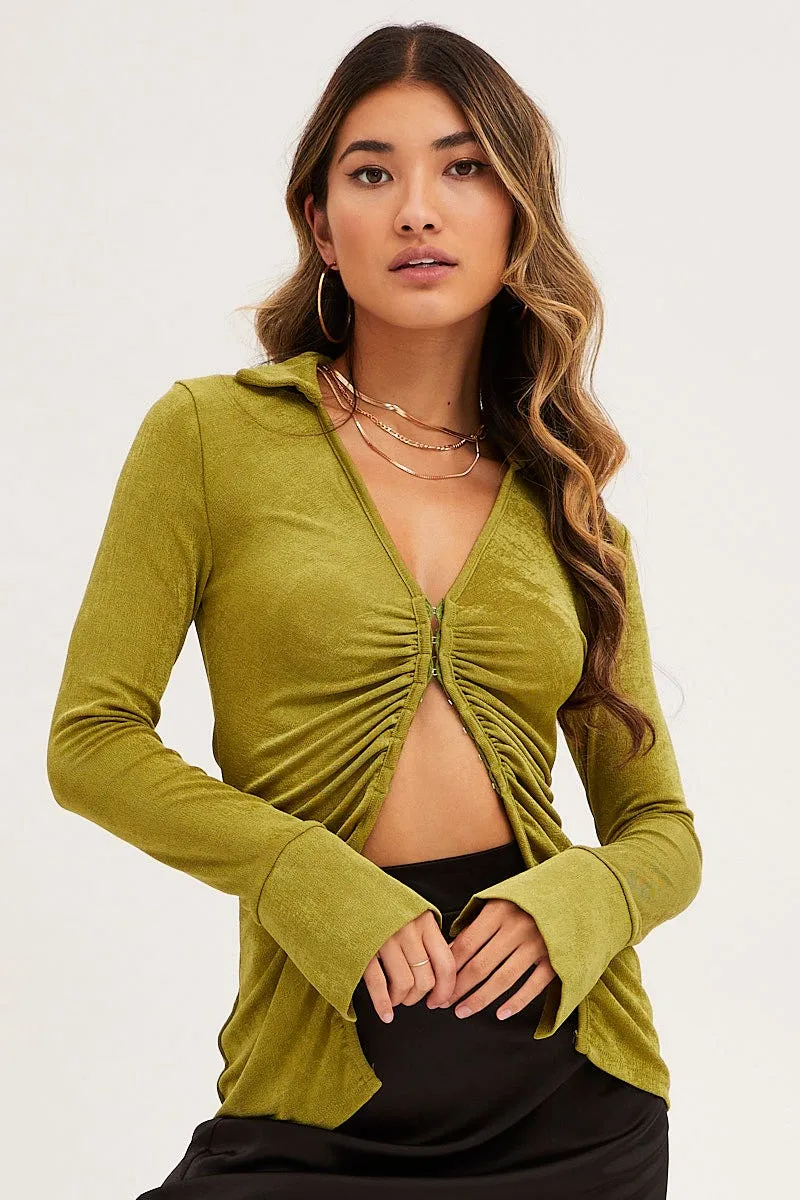 Green Slinky Jersey Long Sleeve Top