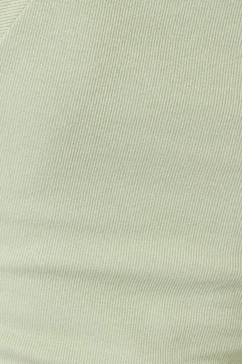 Green Top Split Front Short Sleeve