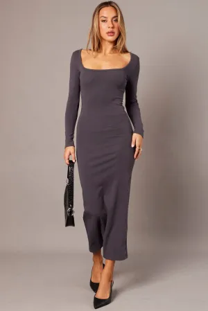 Grey Bodycon Dress Long Sleeve