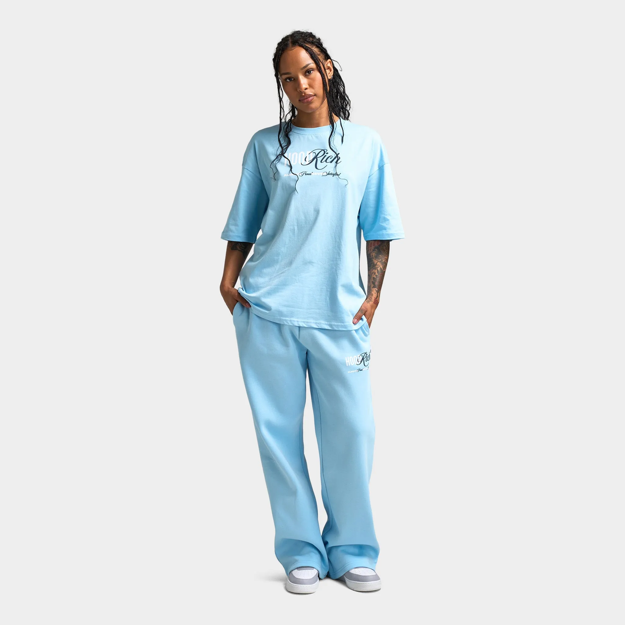 Hoodrich Women's Strike Oversized Graphic T-Shirt Clear Sky / White - Ombre Blue
