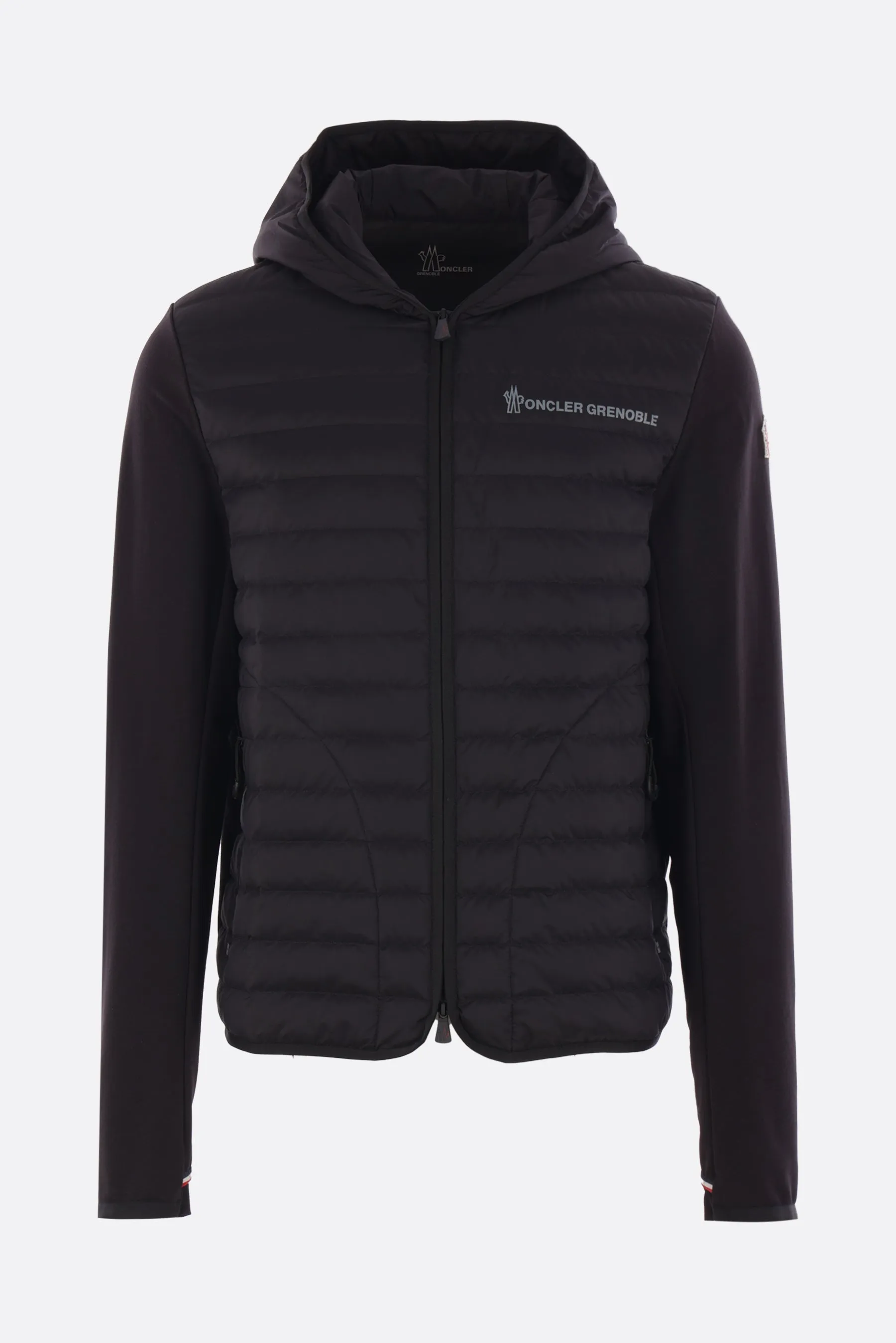 jersey and nylon padded hoodie