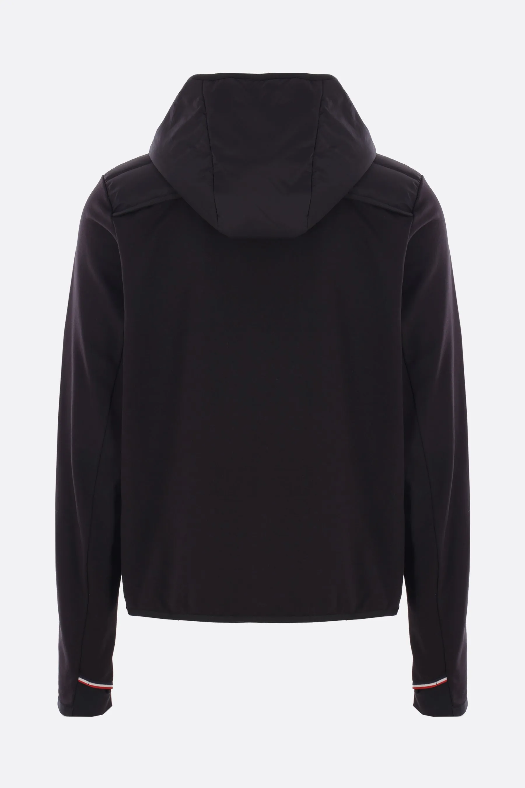 jersey and nylon padded hoodie