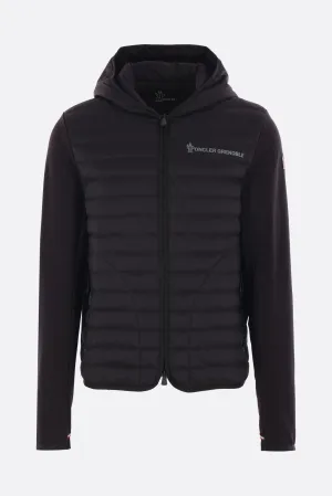 jersey and nylon padded hoodie