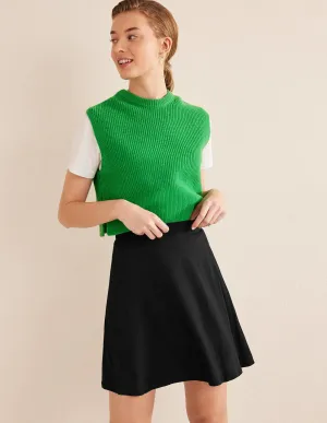Jersey Wrap Mini Skirt-Black