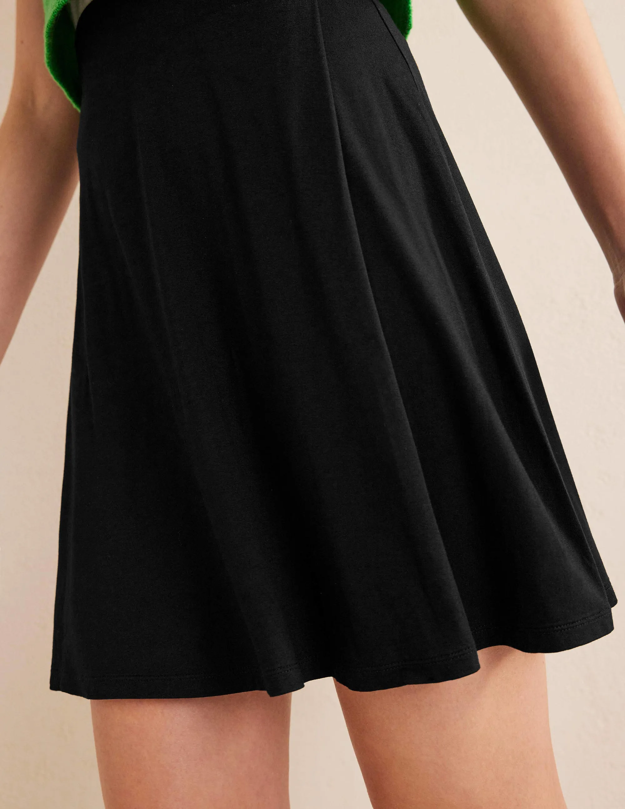 Jersey Wrap Mini Skirt-Black