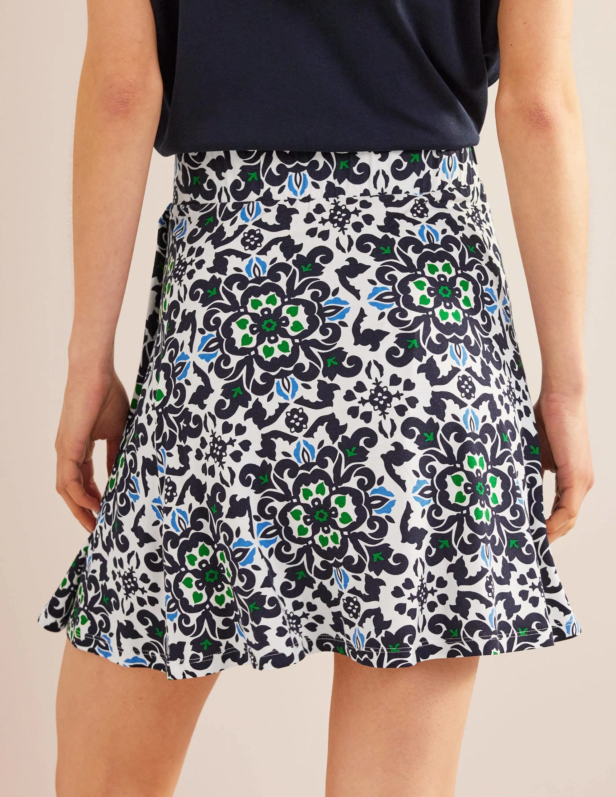 Jersey Wrap Mini Skirt-French Navy, Opulent Pome