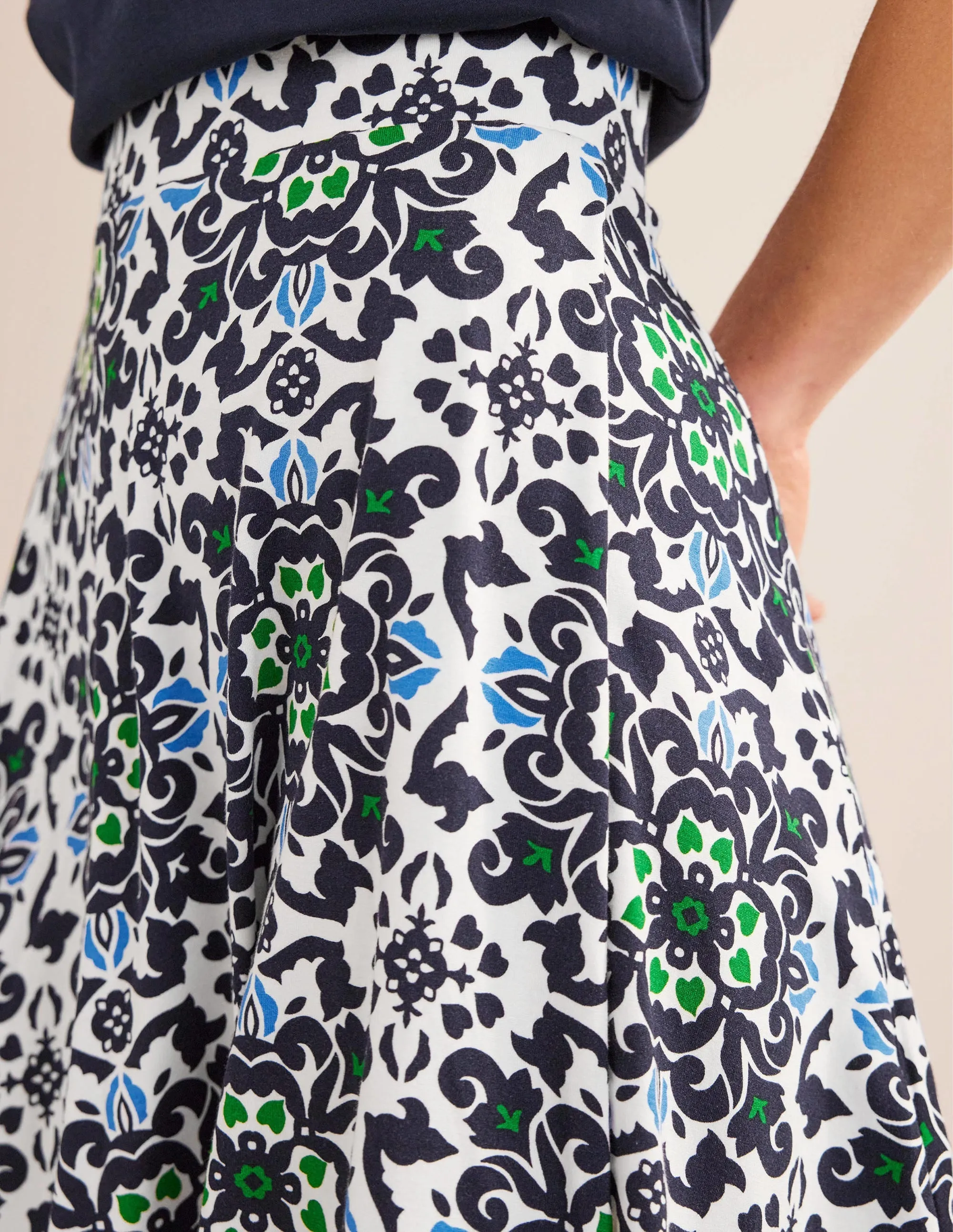 Jersey Wrap Mini Skirt-French Navy, Opulent Pome