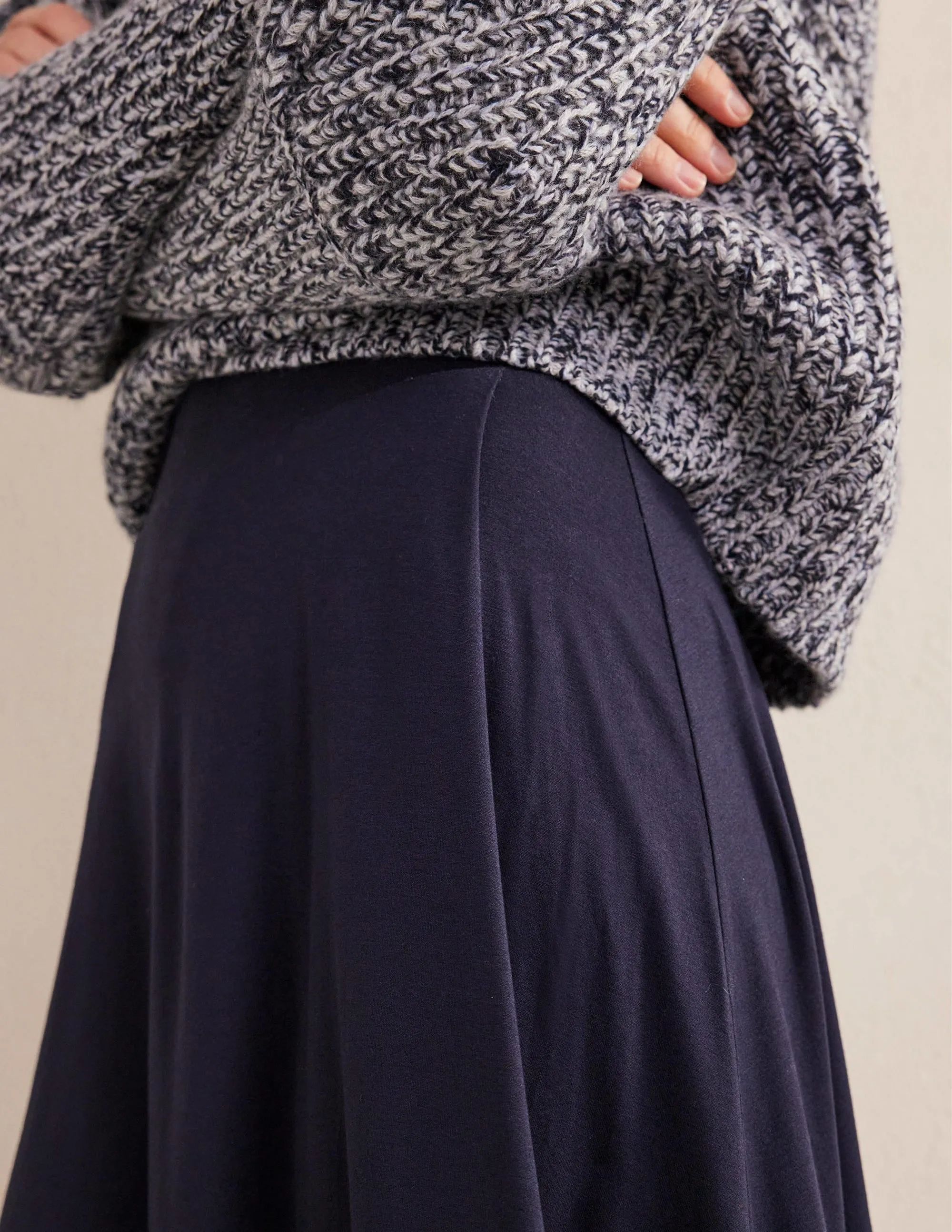 Jersey Wrap Mini Skirt-Navy