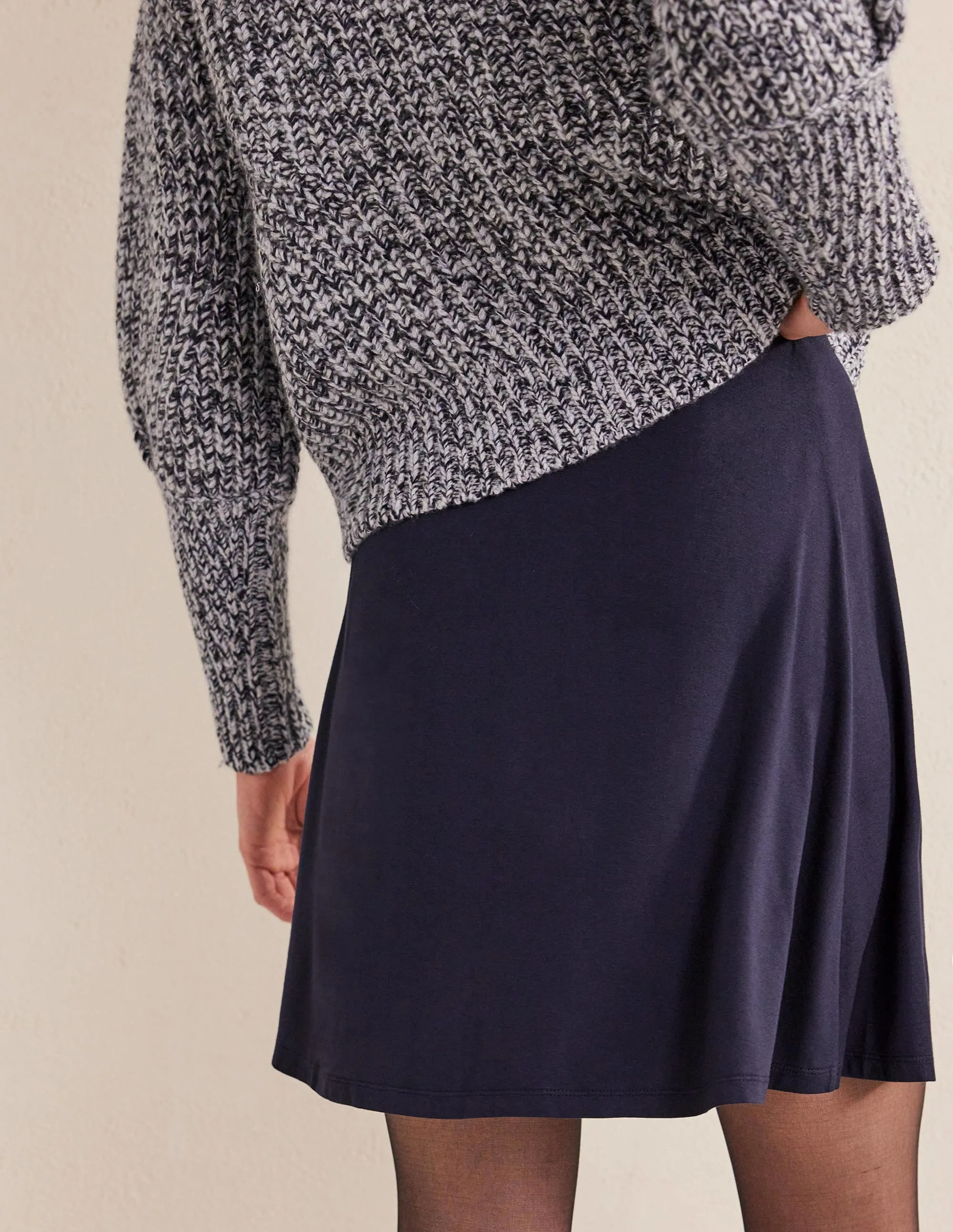 Jersey Wrap Mini Skirt-Navy