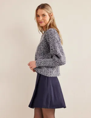 Jersey Wrap Mini Skirt-Navy