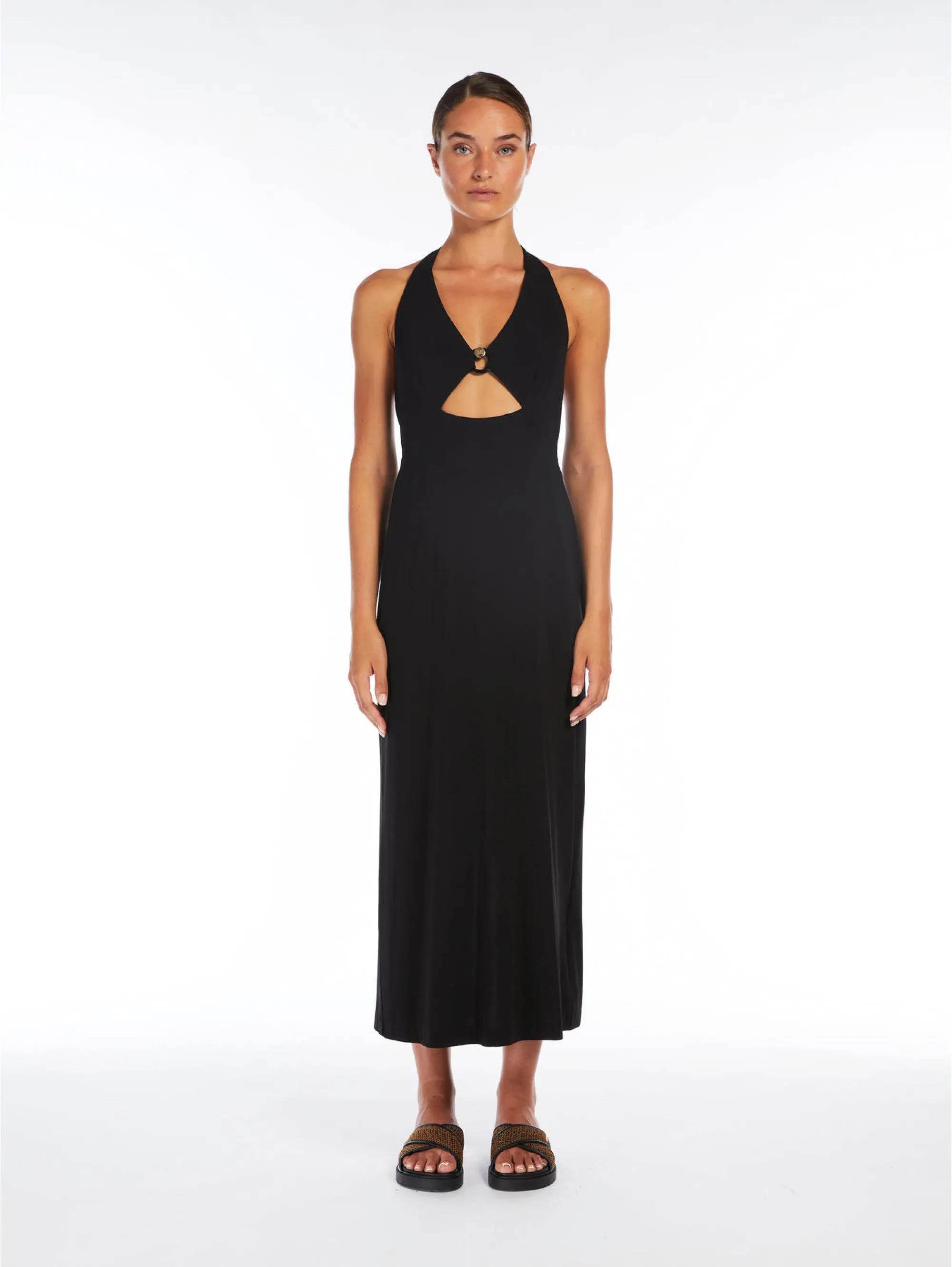 Long Dress with V-Neck Ghiotto Black