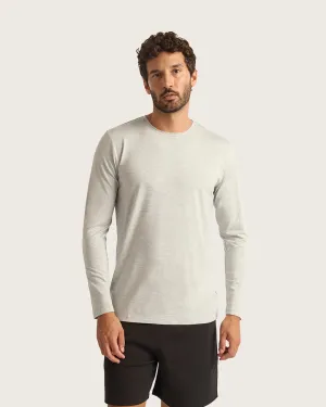 Men's Long Sleeve Crew Neck T-Shirt - Light Grey Marl