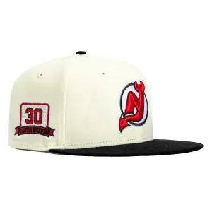 New Era 59Fifty New Jersey Devils 30 Martin Brodeur Patch Hat - White. Black
