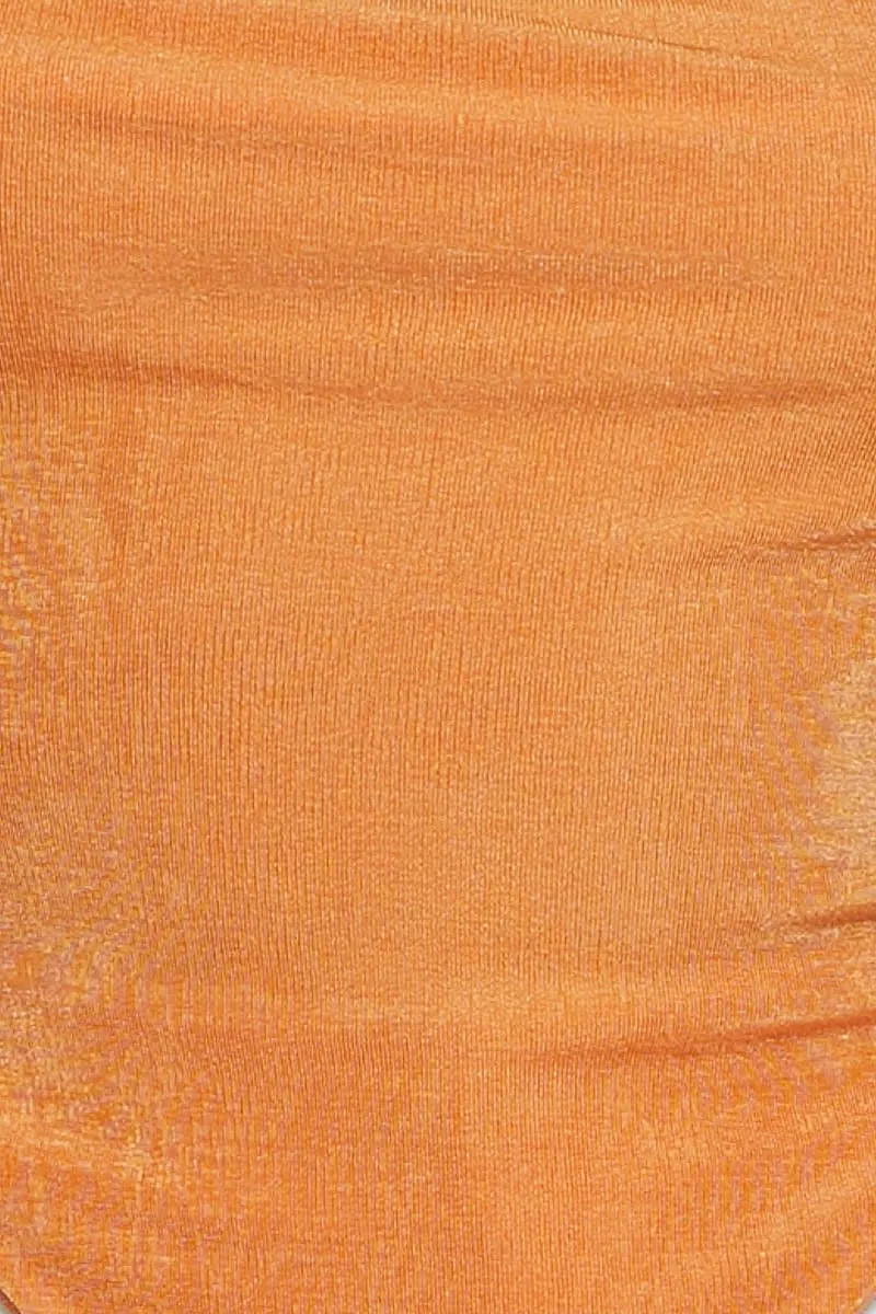 Orange Crop Top Halter Neck