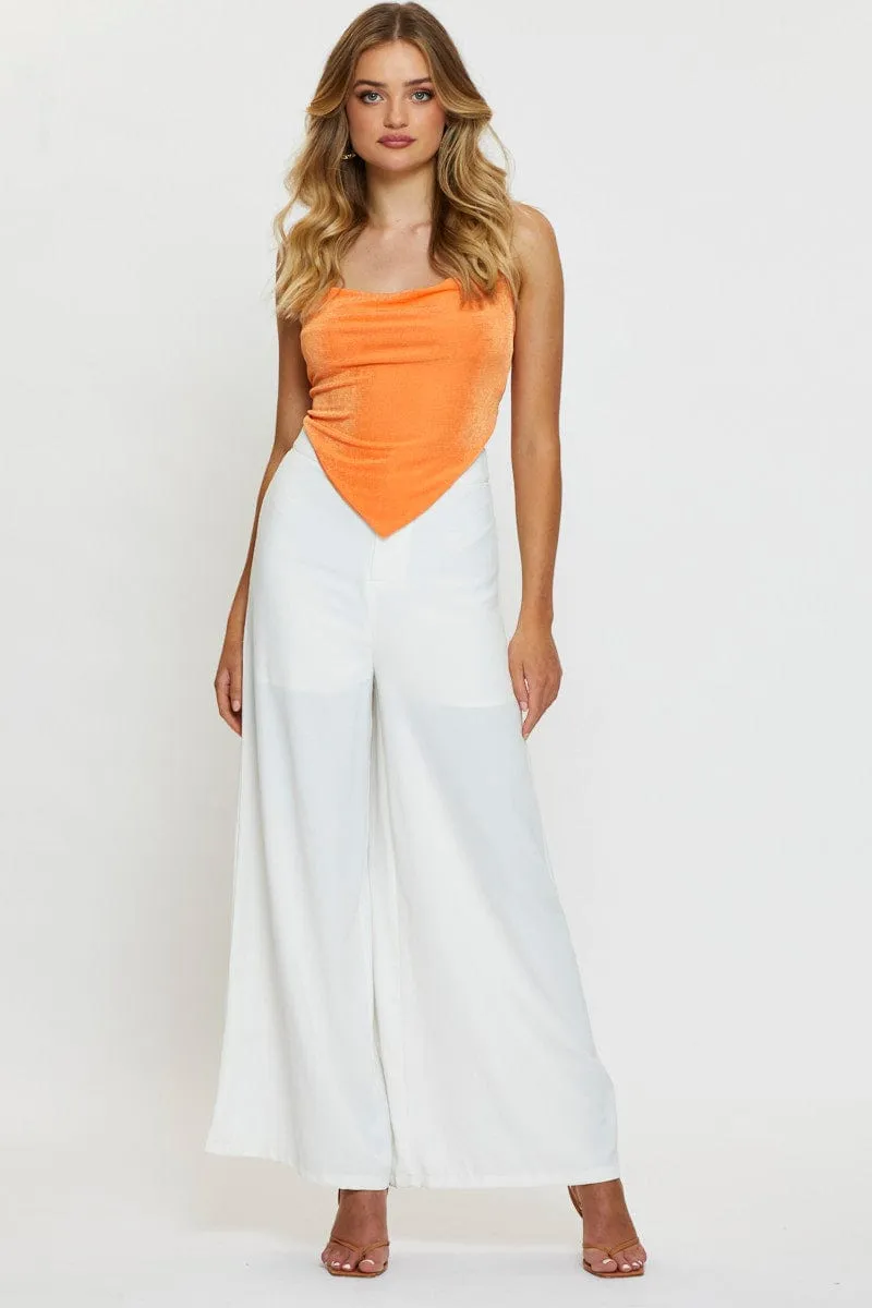 Orange Crop Top Halter Neck