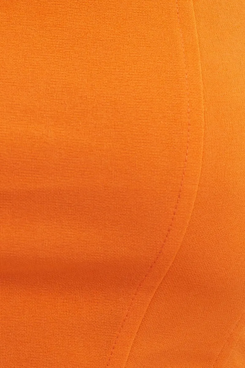 Orange Sleeveless Jersey Shirred Back Corset Top