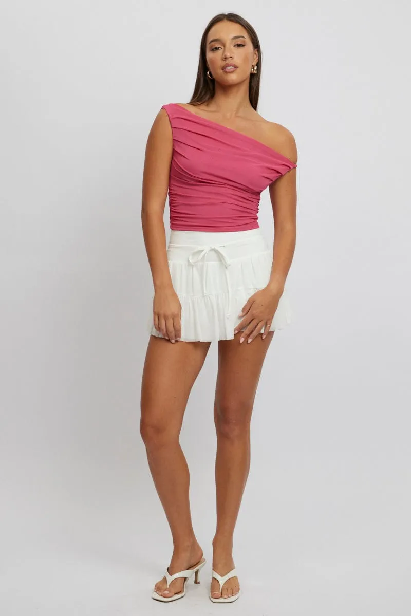 Pink Off Shoulder Top Mesh