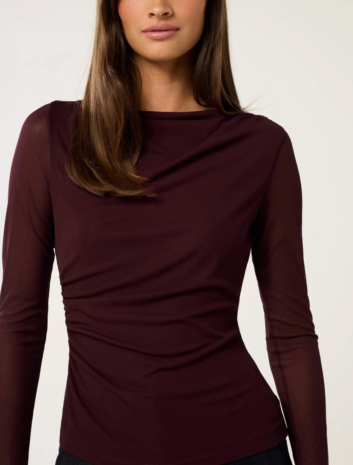 Raegan Ruched Mesh Top