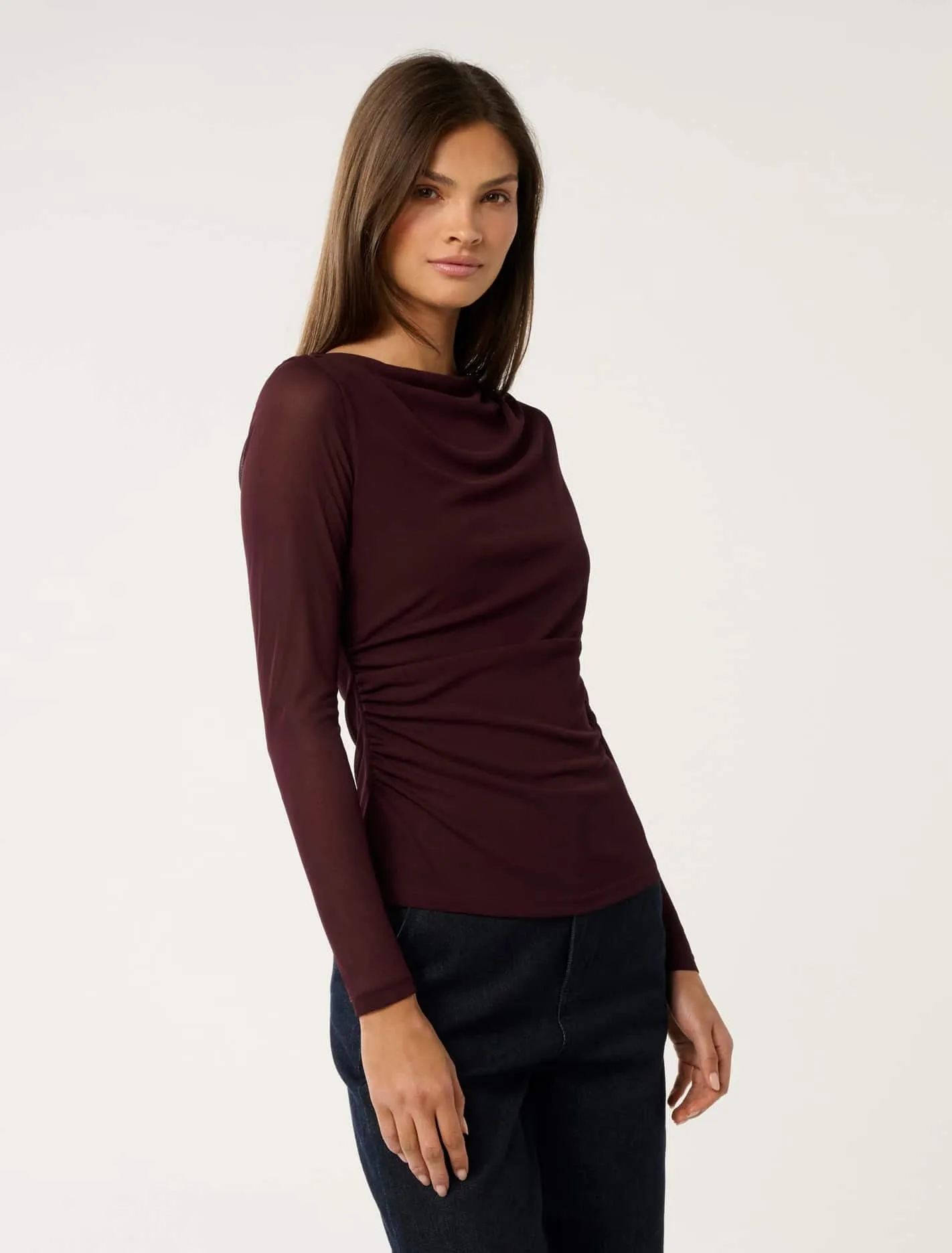 Raegan Ruched Mesh Top