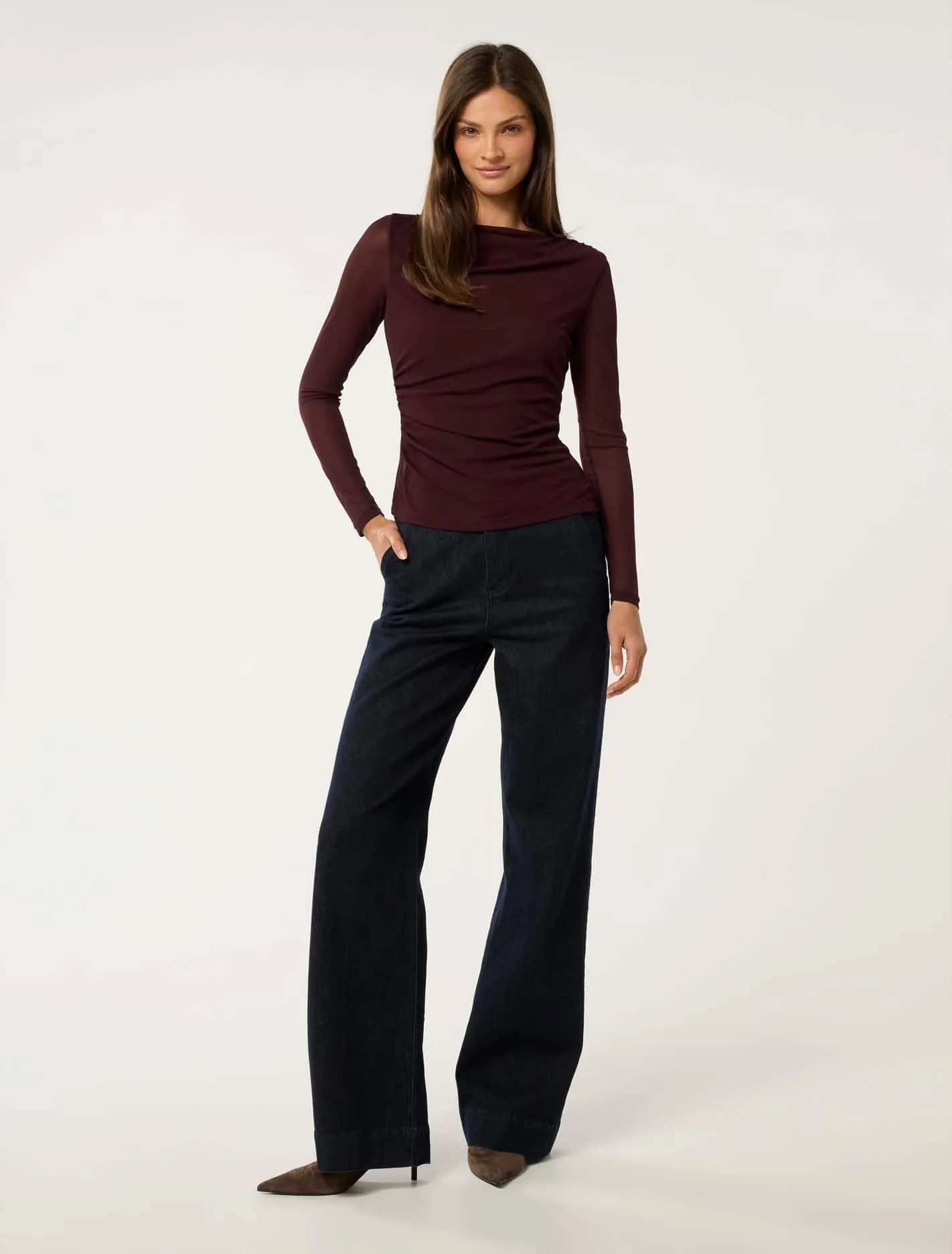 Raegan Ruched Mesh Top