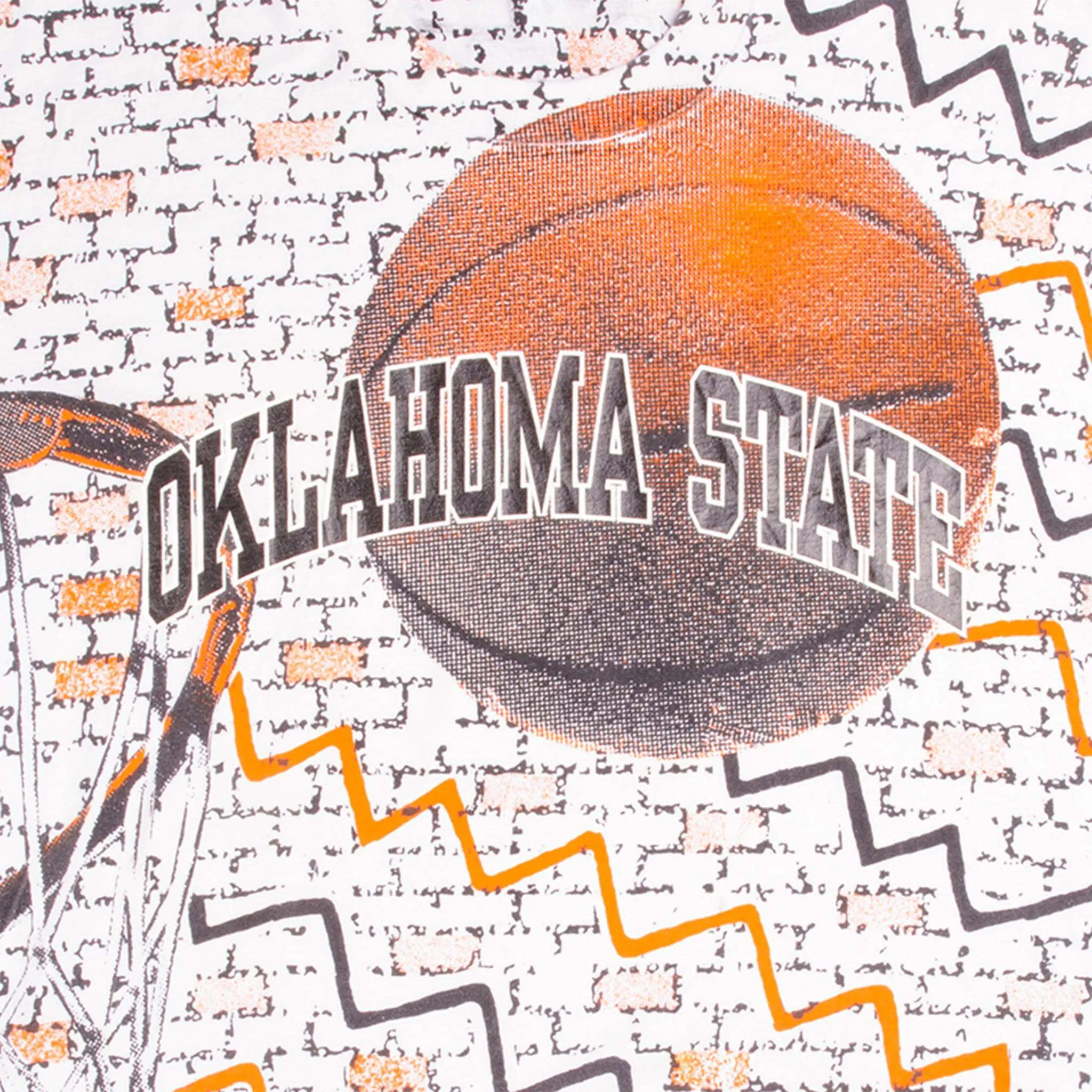VINTAGE ALL OVER PRINT OKLAHOMA STATE BASKETBALL TEE SHIRT 1990S XL MADE USA
