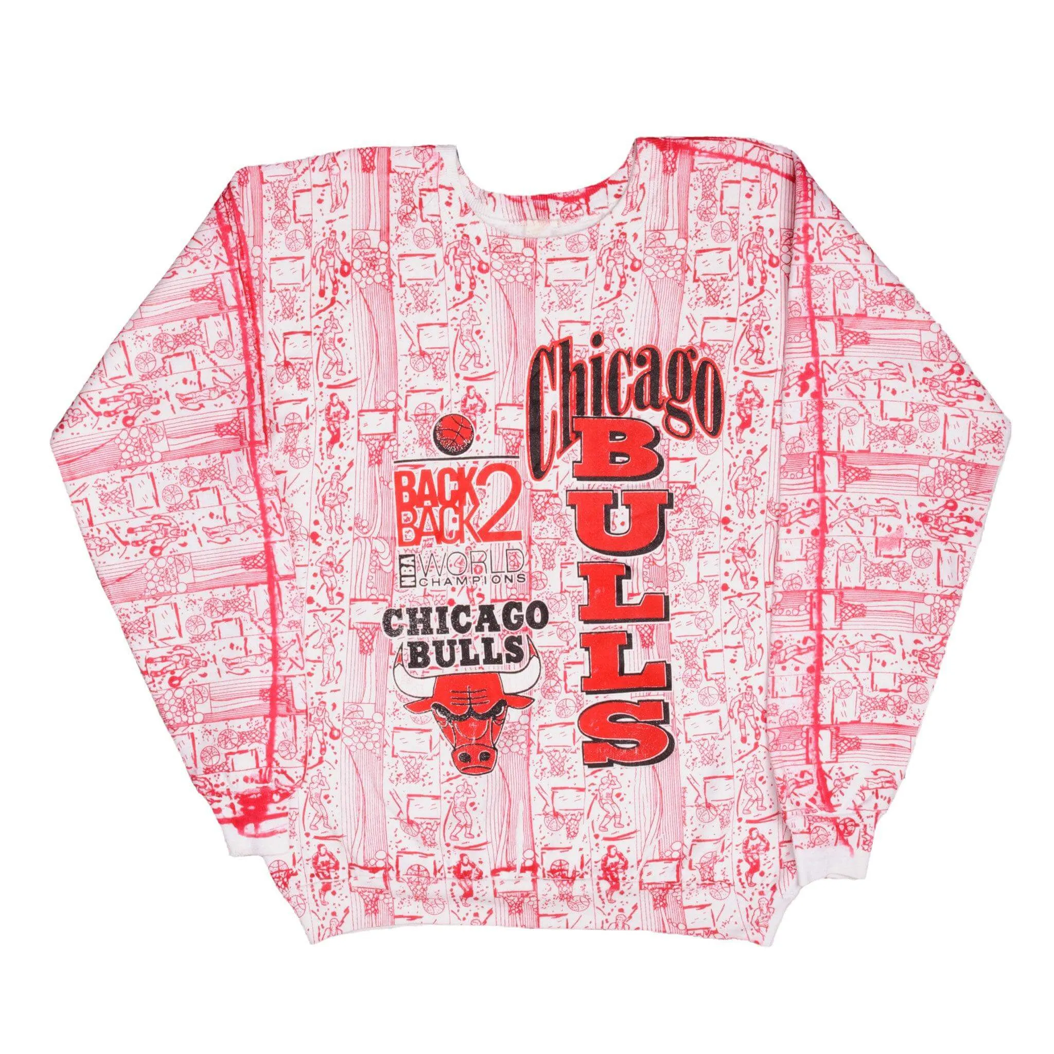 VINTAGE NBA ALL OVER PRINT CHICAGO BULLS 1992 SWEATSHIRT SIZE XL