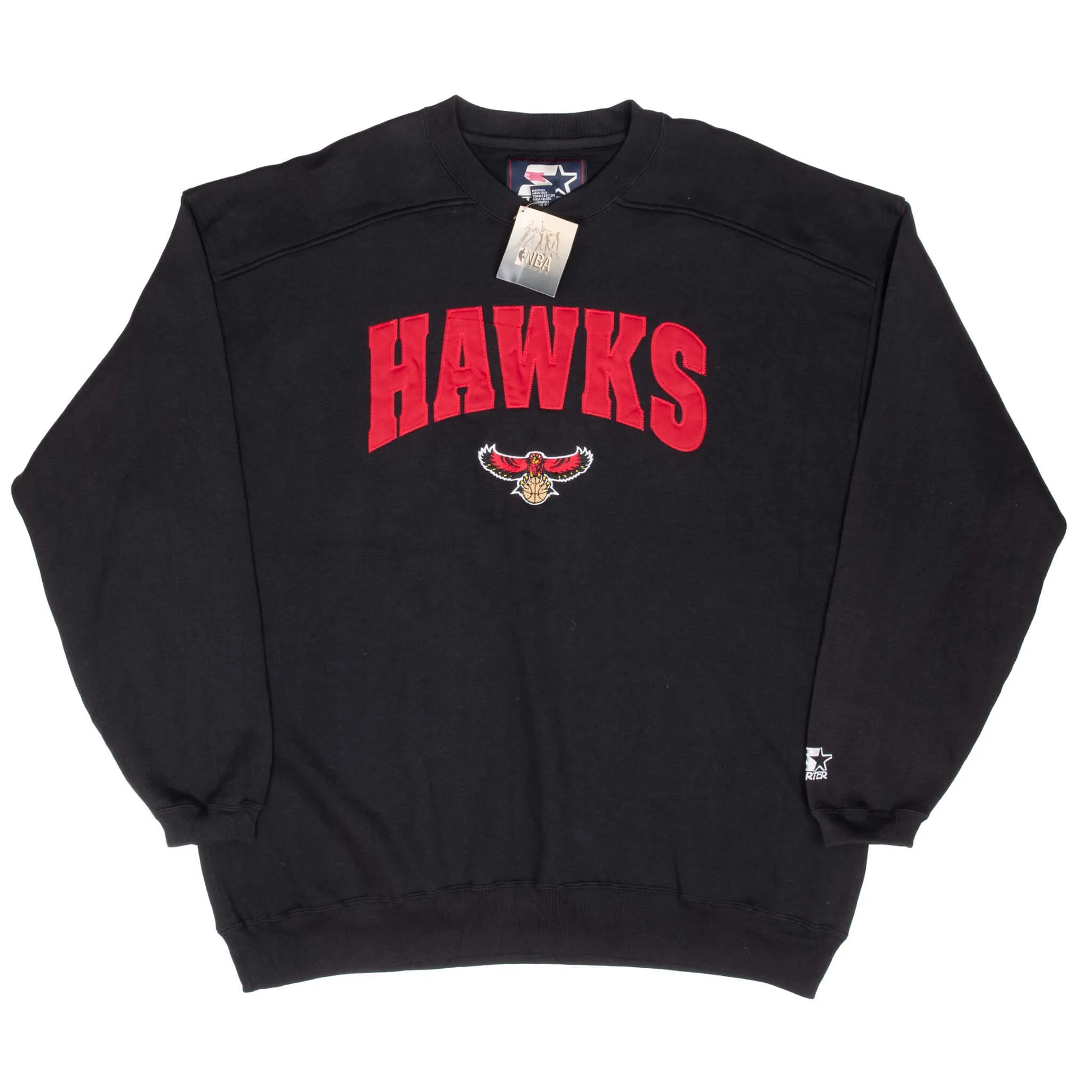 VINTAGE NBA ATLANTA HAWKS BLACK SWEATSHIRT 1990S 2XL DEADSTOCK