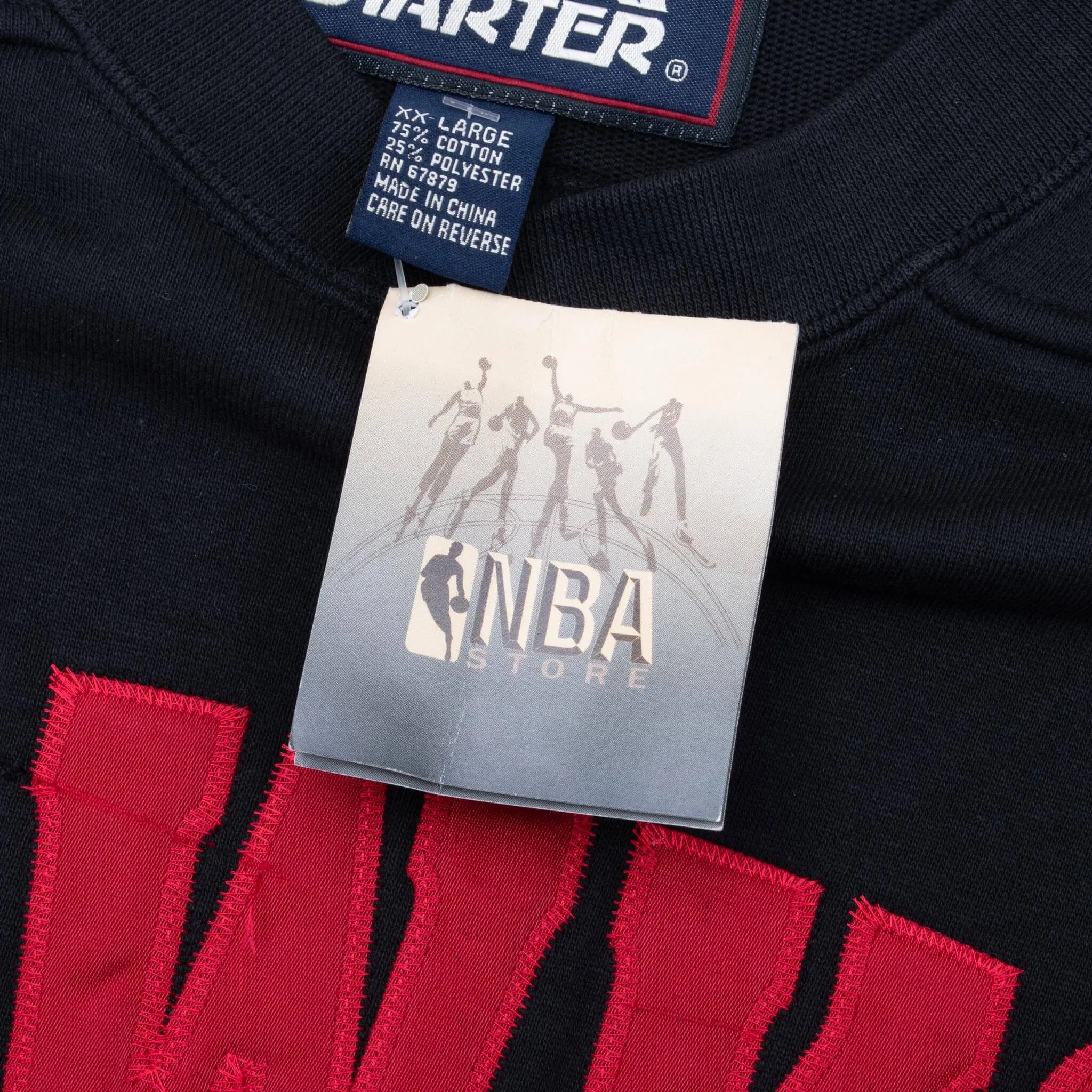 VINTAGE NBA ATLANTA HAWKS BLACK SWEATSHIRT 1990S 2XL DEADSTOCK