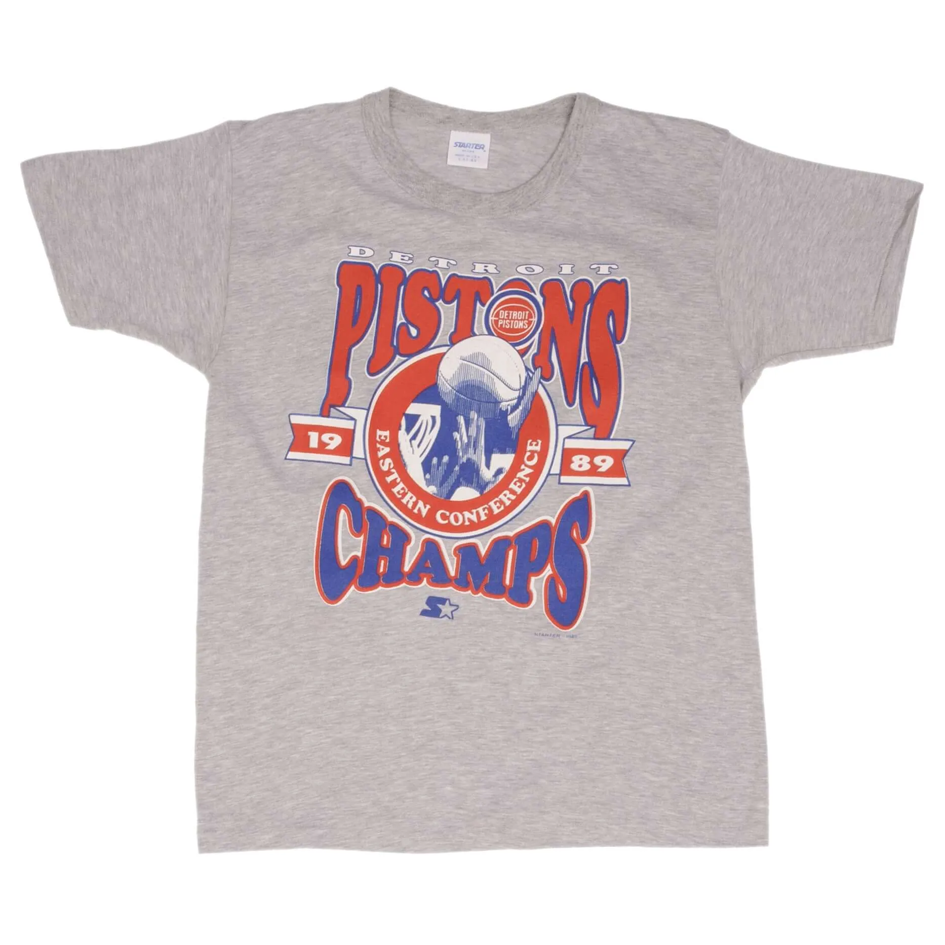VINTAGE NBA DETROIT PISTONS EASTERN CHAMPS 1989 TEE SHIRT MEDIUM MADE IN USA