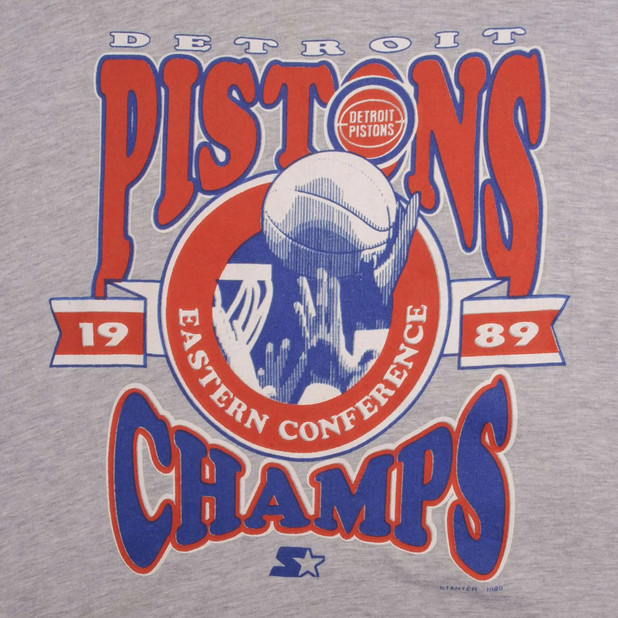 VINTAGE NBA DETROIT PISTONS EASTERN CHAMPS 1989 TEE SHIRT MEDIUM MADE IN USA