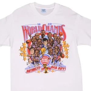 VINTAGE NBA DETROIT PISTONS WORLD CHAMPIONS 1989 TEE SHIRT MEDIUM MADE IN USA